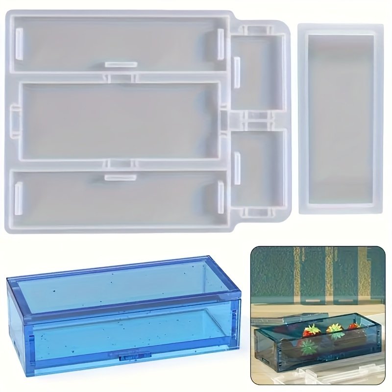 Rectangle Resin Storage Box Mold with Lid – DIY Epoxy Jewellery & Makeup Organizer Mold storeone.co.za