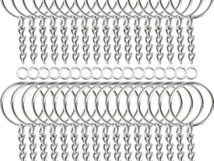 100pcs Silver Key Ring & Chain Set – DIY Keychain Making Craft Accessories Kit STOROEN.CO.ZA