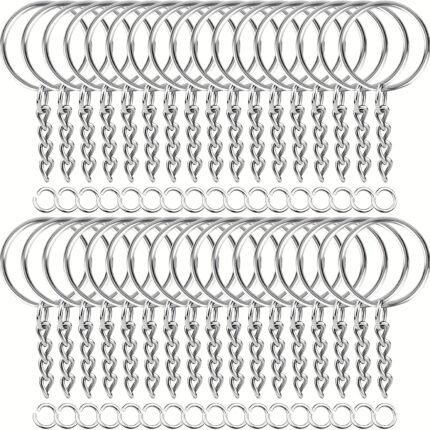 100pcs Silver Key Ring & Chain Set – DIY Keychain Making Craft Accessories Kit STOROEN.CO.ZA