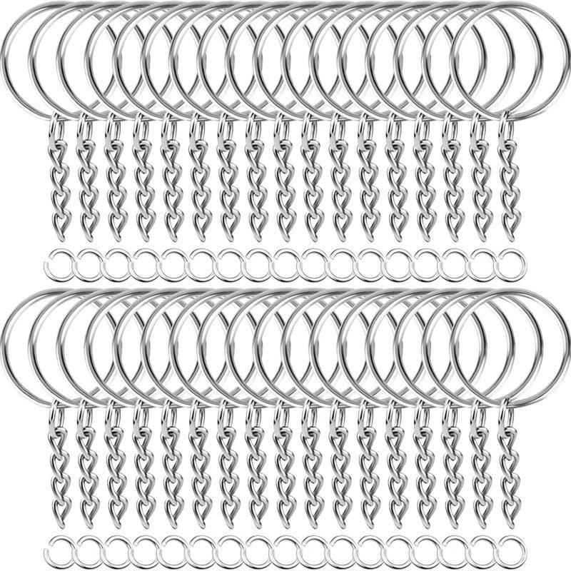 100pcs Silver Key Ring & Chain Set – DIY Keychain Making Craft Accessories Kit STOROEN.CO.ZA