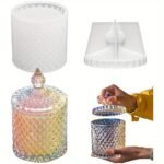 3D Silicone Resin Storage Container Mold with Lid – DIY Jewelry & Candle Holder Casting Mold - Image 5