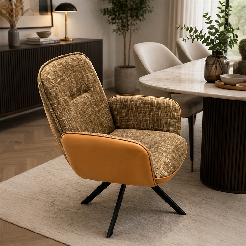 Reef Swivel Modern Dining Chair – Upholstered Fabric & Leather Accent Dining Chair storeone.co.za
