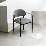 Elysium Leather Dining Chair – Luxury Modern Upholstered Dining Chair with Gold Accents