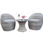 Patio Cocktail Set – 2 Seater Outdoor Chair & Glass Table Set with Cushions - Image 11