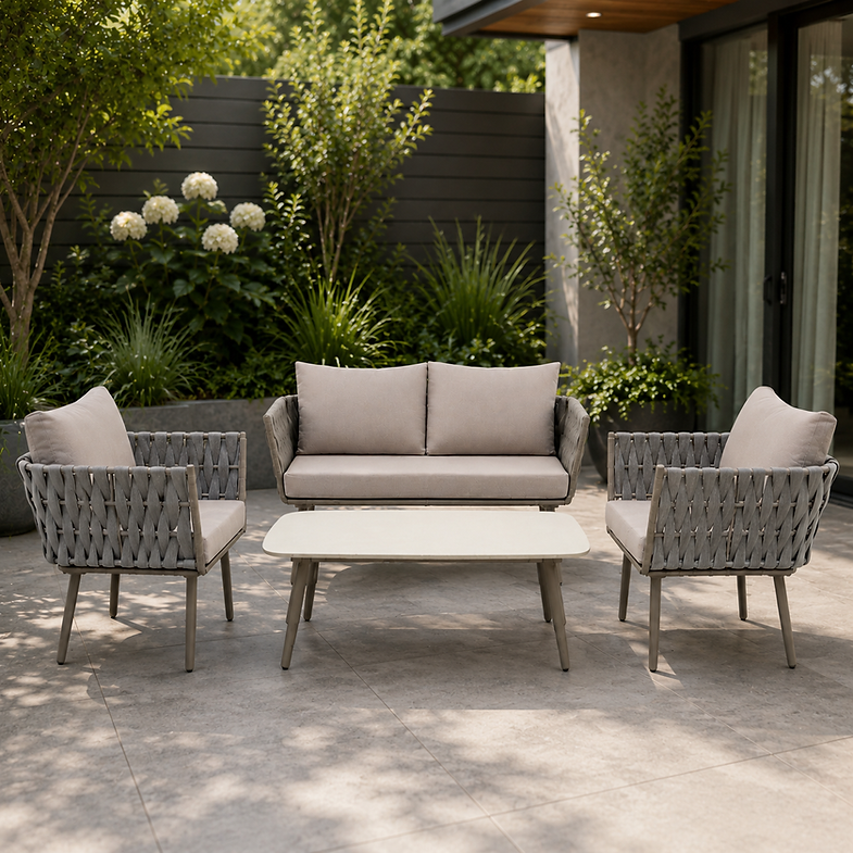 Rovani 4 Piece Patio Lounge Set – Modern Outdoor Sofa & Garden Furniture Set