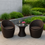 Patio Cocktail Set – 2 Seater Outdoor Chair & Glass Table Set with Cushions - Image 12