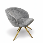 Ravenna Swivel Modern Dining Chair with Gold Legs – Luxury Fabric Dining Chair - Image 2