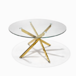 Remus Round Dining Table – Modern Glass Dining Table with Gold Stainless Steel Base storeone.co.za