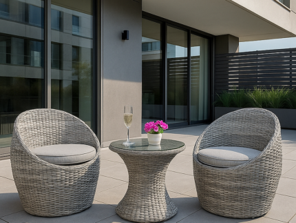 Patio Cocktail Set – 2 Seater Outdoor Chair & Glass Table Set with Cushions storeone.co.za