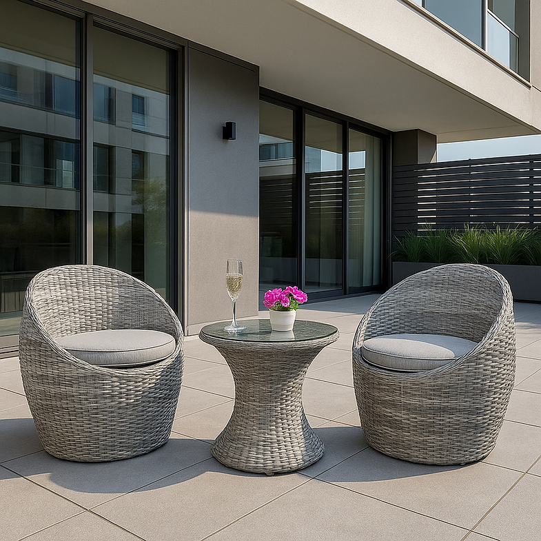Patio Cocktail Set – 2 Seater Outdoor Chair & Glass Table Set with Cushions storeone.co.za