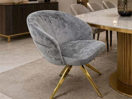 Ravenna Swivel Modern Dining Chair with Gold Legs – Luxury Fabric Dining Chair storeone.co.za