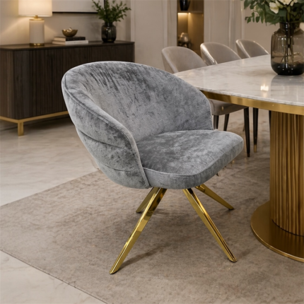 Ravenna Swivel Modern Dining Chair with Gold Legs – Luxury Fabric Dining Chair storeone.co.za