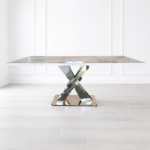 Cosmic 6 Seater Marble Dining Set with Landa Grey Leather Chairs – Luxury Modern Dining Room Furniture - Image 3