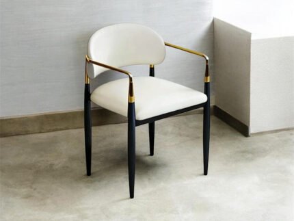 Elysium Leather Dining Chair – Luxury Modern Upholstered Dining Chair with Gold Accents STOREONE.CO.ZA