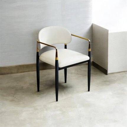 Elysium Leather Dining Chair – Luxury Modern Upholstered Dining Chair with Gold Accents STOREONE.CO.ZA