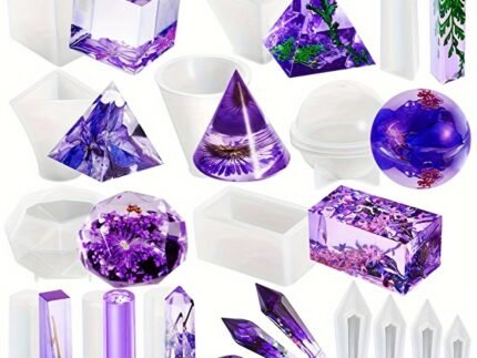 15pcs Silicone Resin Mold Set – Pyramid, Sphere, Cone & Gem Shapes for DIY Jewellery Making storeone.co.za
