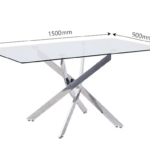 Remus Silver Dining Table 1.8M – Modern Glass Dining Table with Silver Stainless Steel Base storoene.co.za