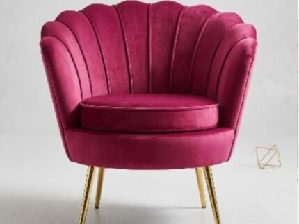 Luxury Maroon Velvet Shell Accent Chair with Gold Metal Legs – Modern Lounge Chair for Living Room, Bedroom & Office storeone.co.za
