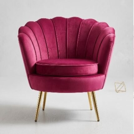Luxury Maroon Velvet Shell Accent Chair with Gold Metal Legs – Modern Lounge Chair for Living Room, Bedroom & Office storeone.co.za