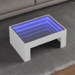 SO Modern LED Infinity Glass Coffee Table – Oak Finish | 3ft x 2ft storeone.co.za