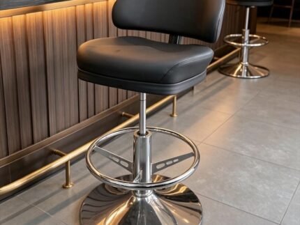 Aether Leather Premium Barstool – Adjustable Swivel Bar Chair with Chrome Base storeone.co.za