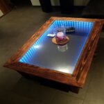 SO Modern LED Infinity Glass Coffee Table – Oak Finish | 3ft x 2ft storeone.co.za