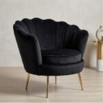 Elegant Velvet Shell Accent Chair with Gold Metal Legs – Luxury Modern Lounge Chair for Living Room, Bedroom & Office storeone.co.za