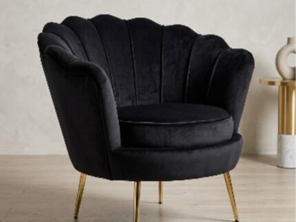 Elegant Velvet Shell Accent Chair with Gold Metal Legs – Luxury Modern Lounge Chair for Living Room, Bedroom & Office storeone.co.za