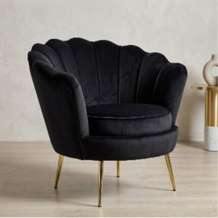 Elegant Velvet Shell Accent Chair with Gold Metal Legs – Luxury Modern Lounge Chair for Living Room, Bedroom & Office storeone.co.za