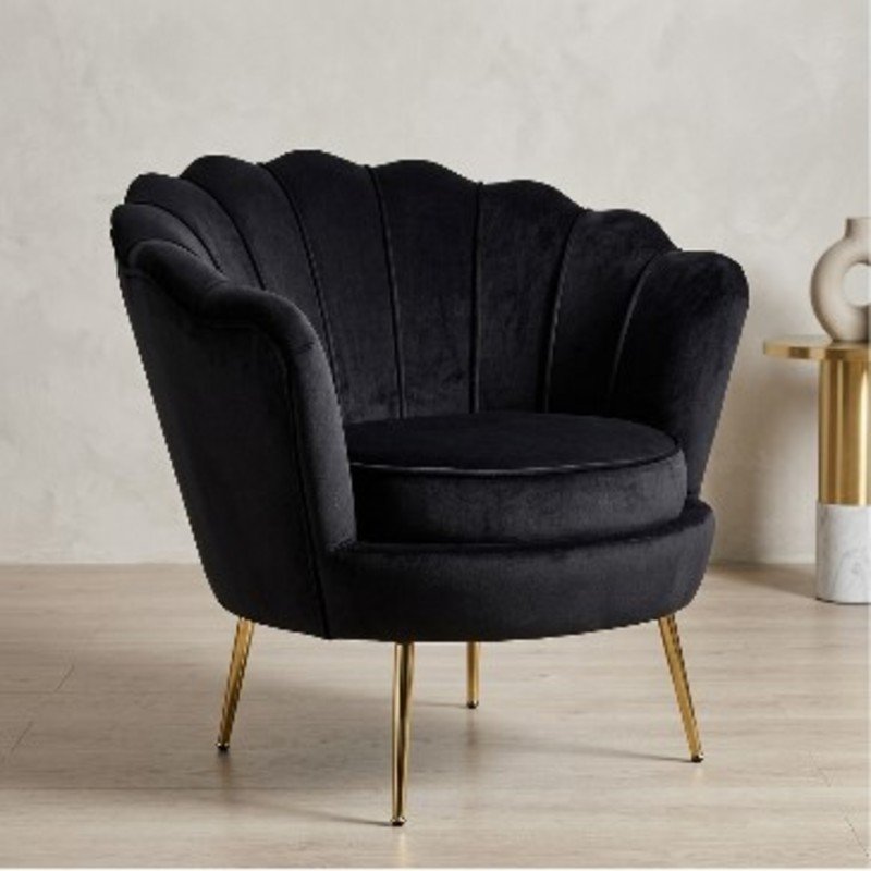 Elegant Velvet Shell Accent Chair with Gold Metal Legs – Luxury Modern Lounge Chair for Living Room, Bedroom & Office storeone.co.za