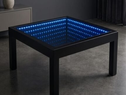 Infinity LED Coffee Table 80x80cm – Modern Black Glass Illusion Center Table storeone.co.za