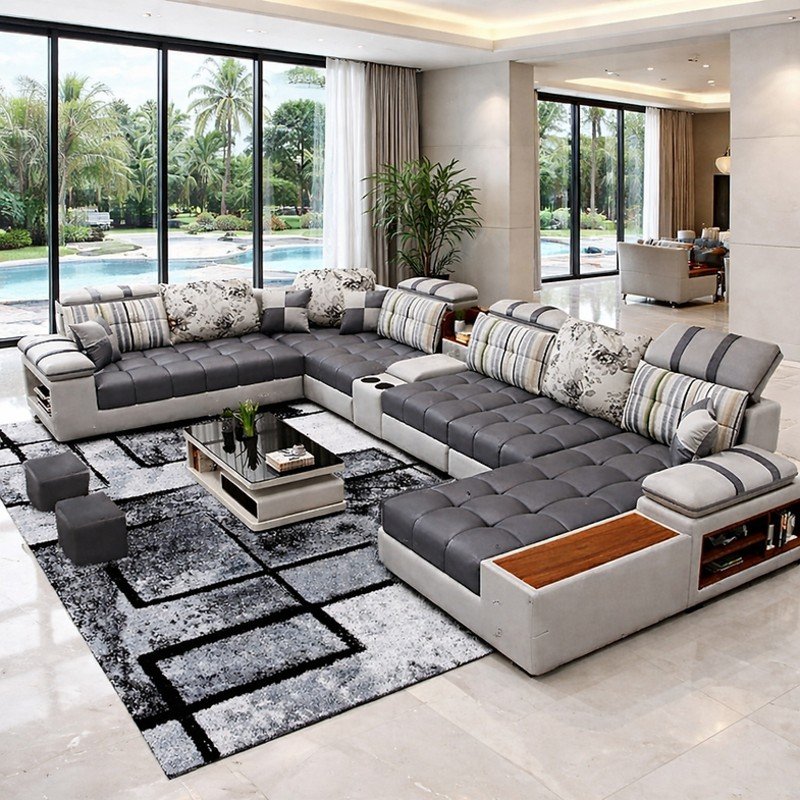 Enola Modular U-Shaped Couch with Built-In Sound System – Luxury Modern Fabric Sofa Set storeone.co.za