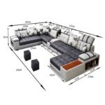 Enola Modular U-Shaped Couch with Built-In Sound System – Luxury Modern Fabric Sofa Set - Image 4