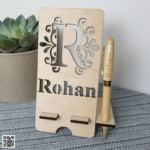 Personalized Laser Cut Wooden Phone Stand with Custom Name & Pen Holder storeone.co.za