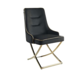 Cressida 8 Seater Dining Set with Zip Velvet Chairs – Luxury Black & Gold Dining Room Set - Image 8