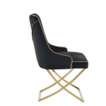 Cressida 8 Seater Dining Set with Zip Velvet Chairs – Luxury Black & Gold Dining Room Set - Image 5