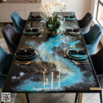 Luxury Blue Ocean Epoxy Resin Dining Table with Steel Legs – 120cm x 60cm storeone.co.za