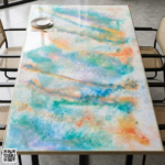 Luxury Pastel Ocean Epoxy Resin Dining Table with Steel Legs – 120cm x 60cm storeone.co.za