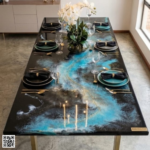 Luxury Blue Ocean Epoxy Resin Dining Table with Steel Legs – 120cm x 60cm storeone.co.za