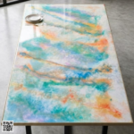 Luxury Pastel Ocean Epoxy Resin Dining Table with Steel Legs – 120cm x 60cm storeone.co.za