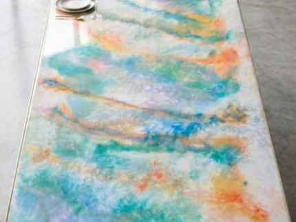 Luxury Pastel Ocean Epoxy Resin Dining Table with Steel Legs – 120cm x 60cm storeone.co.za