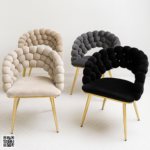 Boba Dining Chair – Luxury Velvet Dining Chair with Gold Stainless Steel Legs - Image 2