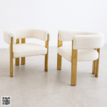 Aries Boucle Dining Chair Set of 2 with Gold Frame – Modern Luxury Dining Chairs storeone.co.za
