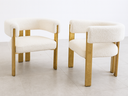 Aries Boucle Dining Chair Set of 2 with Gold Frame – Modern Luxury Dining Chairs storeone.co.za