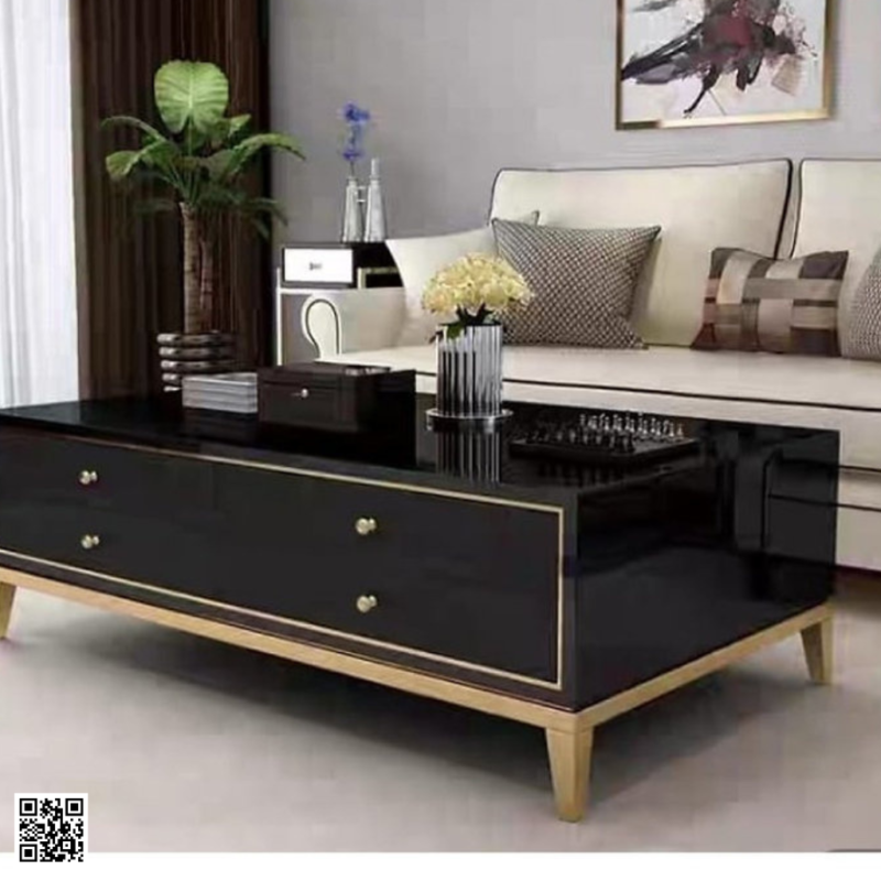 Tiagz Luxury Coffee Table with Storage Drawers – Modern Gold Coffee Table