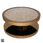 Kato Crushed Diamond Coffee Table Rose Gold – Luxury Mirrored Round Coffee Table STOREONE.CO.ZA