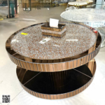 Kato Crushed Diamond Coffee Table Rose Gold – Luxury Mirrored Round Coffee Table STOREONE.CO.ZA