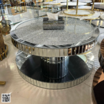 Kato Crushed Diamond Coffee Table Silver – Luxury Mirrored Round Coffee Table STOREONE.CO.ZA