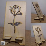 Personalized Laser Cut Wooden Phone Stand with Custom Name and Pen Holder Only - Image 3
