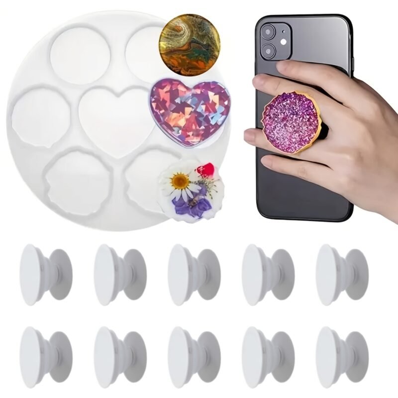 11pcs Epoxy Resin Phone Stand Silicone Mold Set – Heart Shape Coaster & Pendant DIY Mold Kit STOREONE.CO.ZA